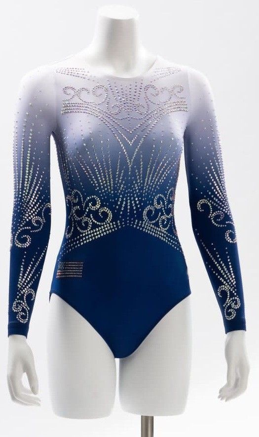 Custom Gradient Rhinestone Long Sleeve Gymnastics Leotard | Unilink Apparel