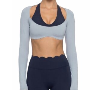 Custom Women’s 240G Color Block Long Sleeve Pilates Yoga Top