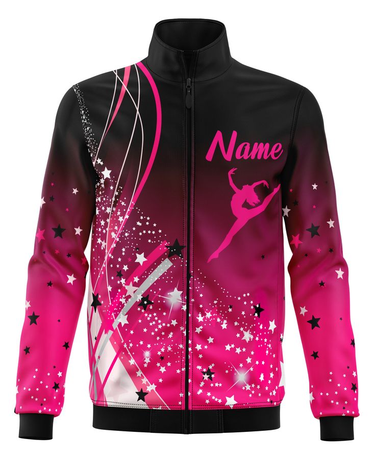 Custom Gradient Star Print Gymnastics Track Jacket With Custom Name | Unilink Apparel