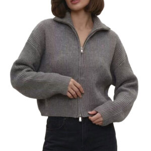 Custom Women’s Vintage Double Zip Knit Cardigan Jacket