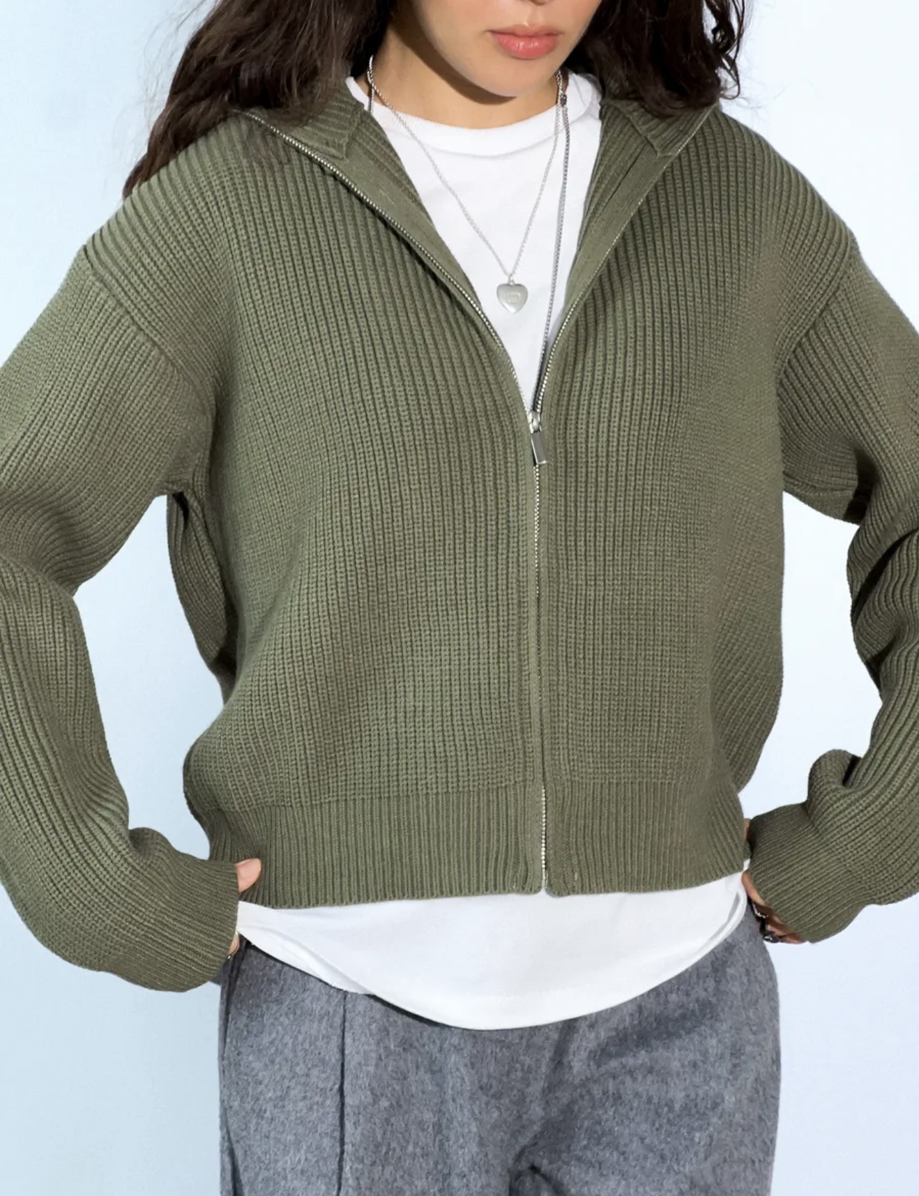 Custom Women’s Vintage Double Zip Knit Cardigan Jacket - Image 2