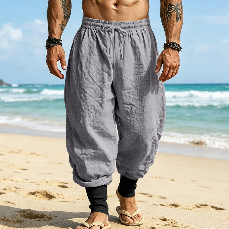 Custom Men’s Plus Size Linen Blend Harem Pants - Image 4