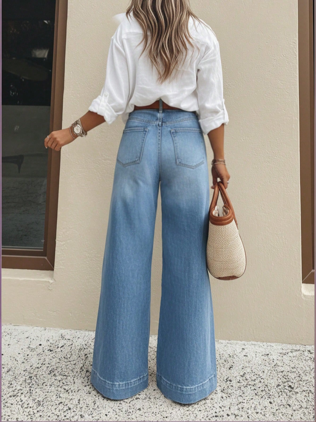 Custom Women’s High Waist Washed Wide Leg Jeans - Image 2
