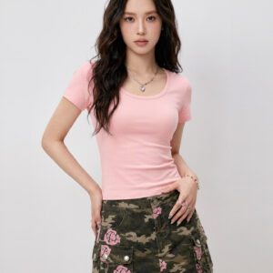 230GSM Slim Fit U-Neck Short Sleeve T-Shirt (Women)