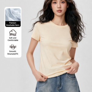 230GSM Cropped Crew Neck Slim Short Sleeve T-Shirt (Women)