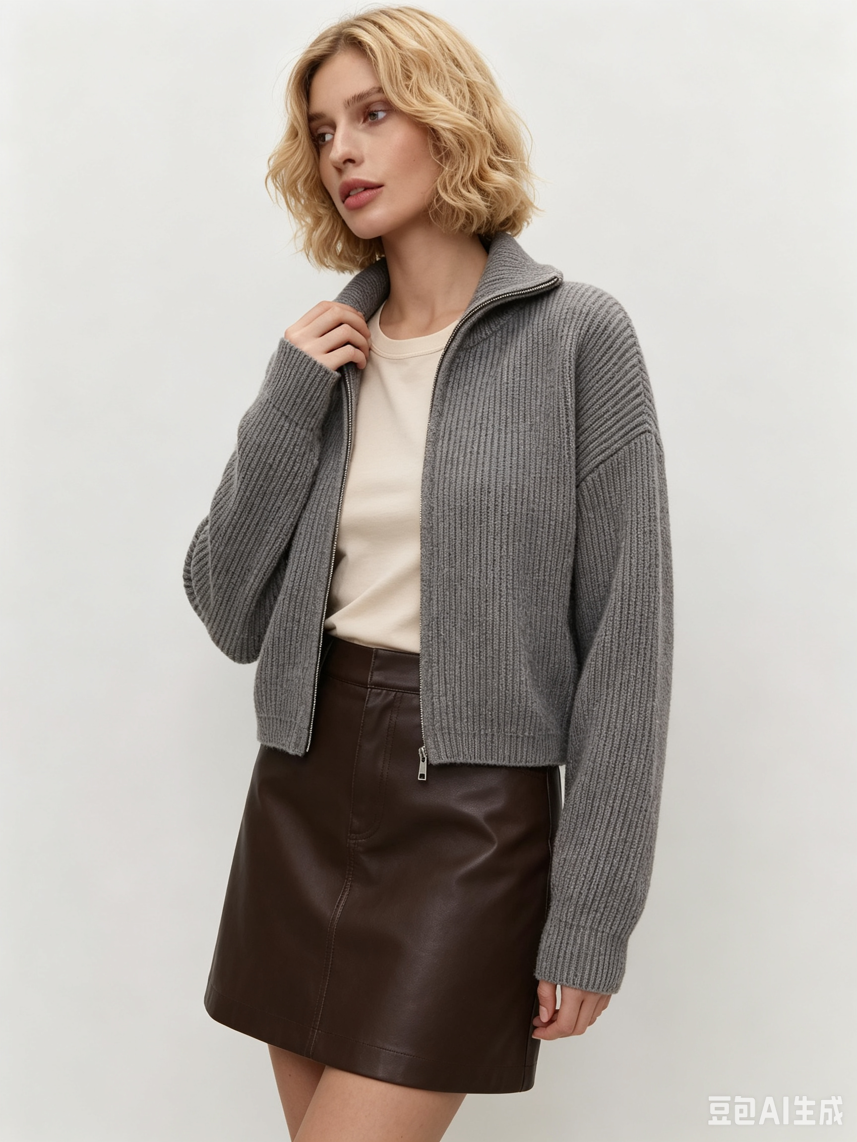 Custom Women’s Vintage Double Zip Knit Cardigan Jacket - Image 6