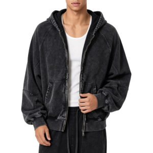 Custom Men’s Vintage Patchwork Zip Up Heavyweight Hoodie